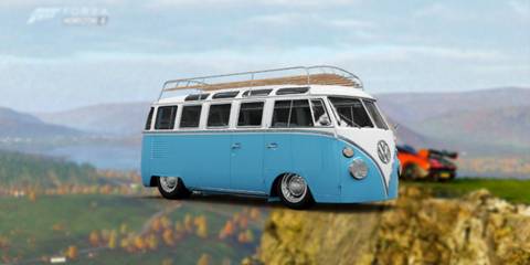 FH4 Volkswagen Type 2 De Luxe Forze Edition in foreground with scenery background in Forza Horizon 4