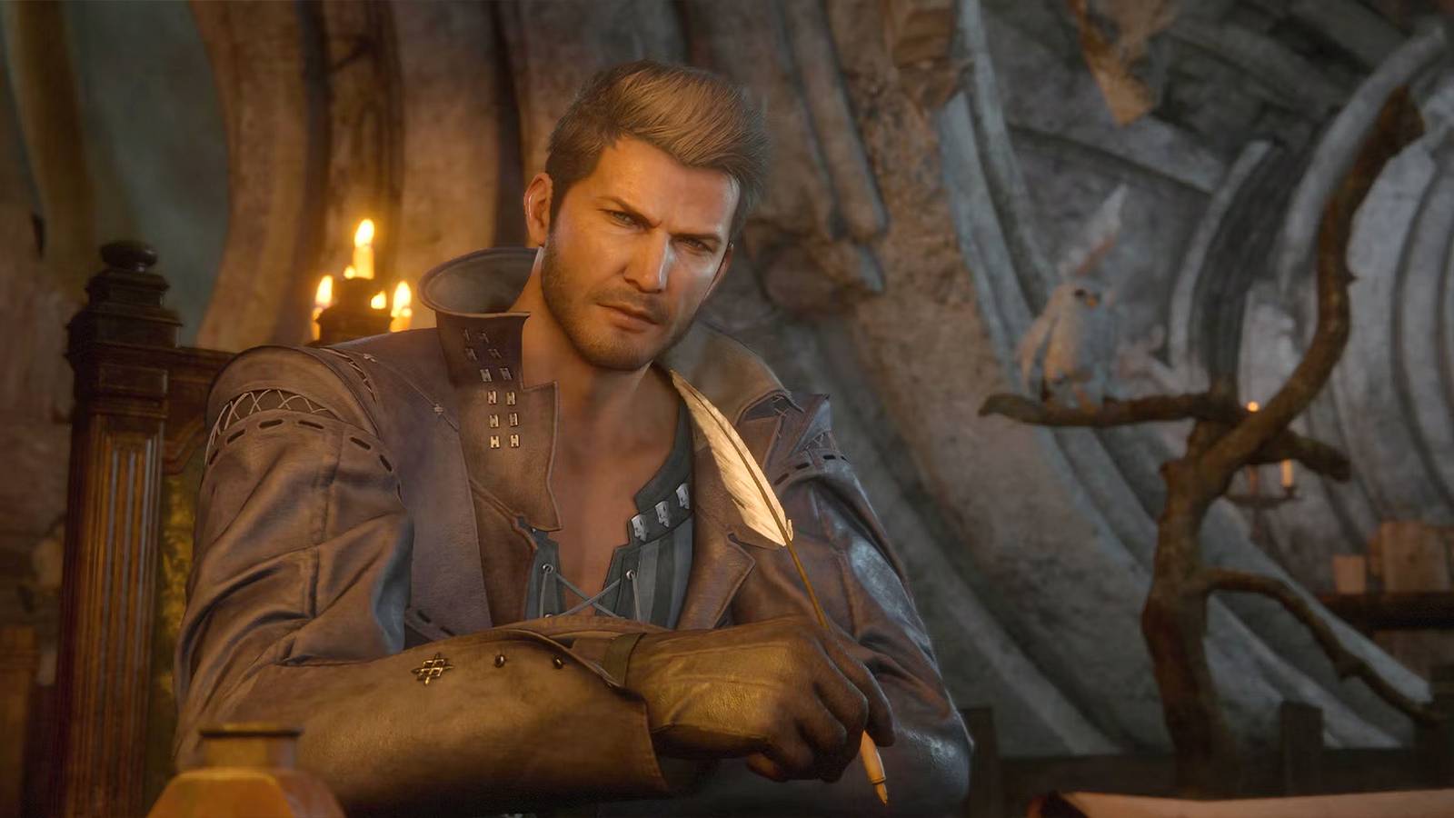 Final Fantasy 16 Cid holding a quill