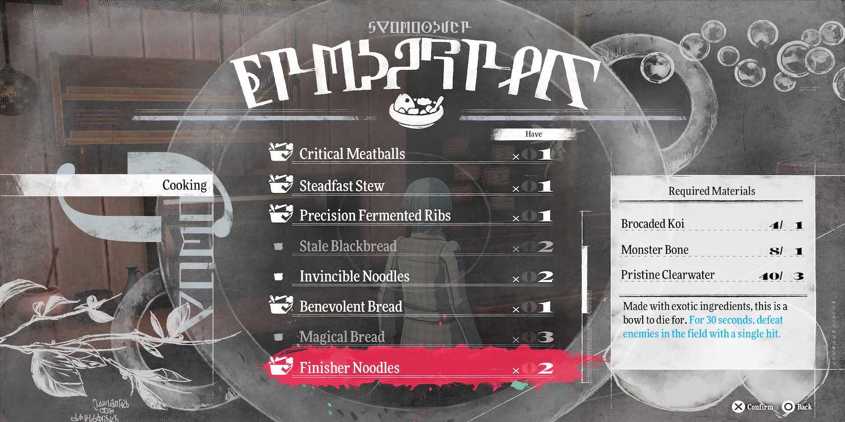 Finisher Noodles dish in Metaphor ReFantazio