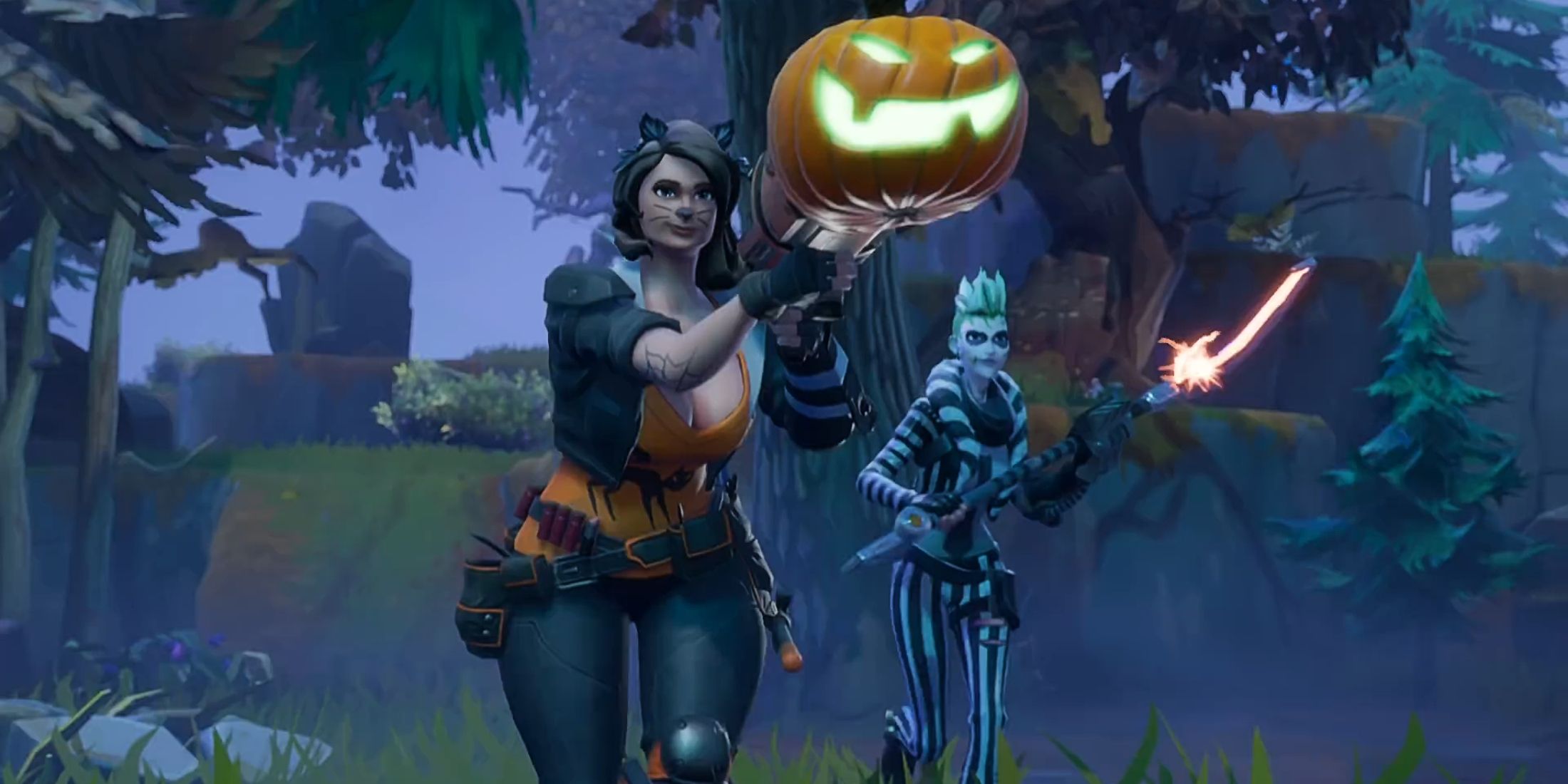 Doja Cat com cabelo loiro e top rosa em skin de Fortnite