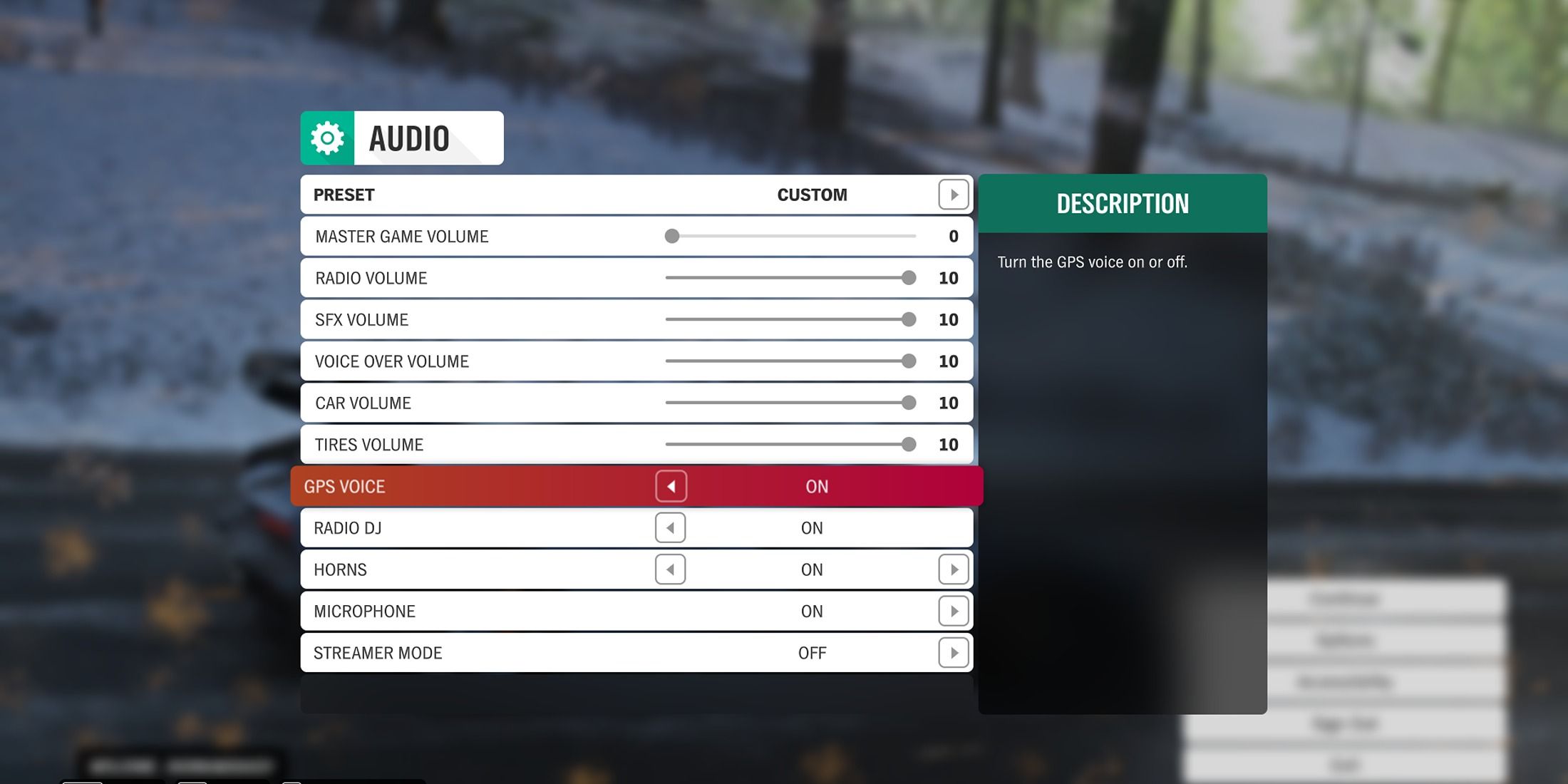 forza horizon 4 audio settings