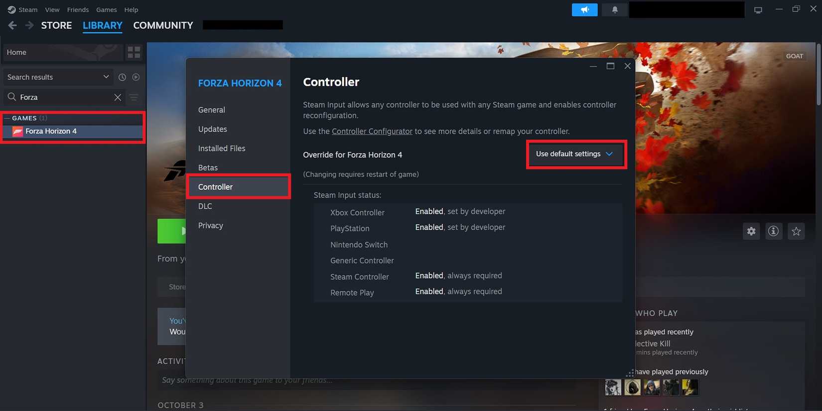 forza horizon 4 controller setting