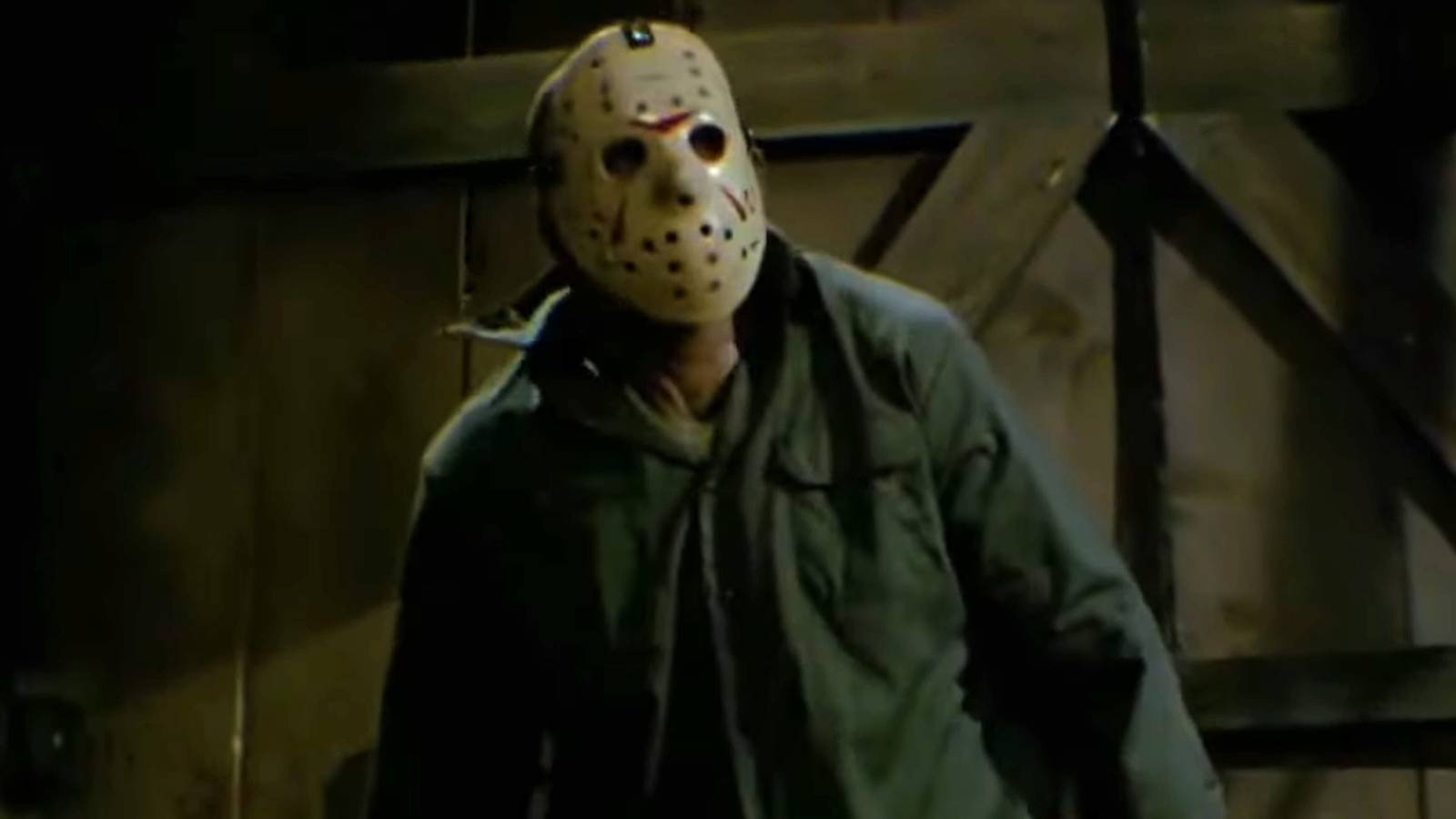 Jason Voorhees in a barn in Friday The 13th Part 3