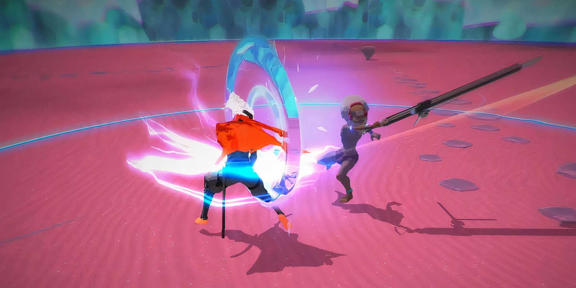 The Player confronts a boss in Furi