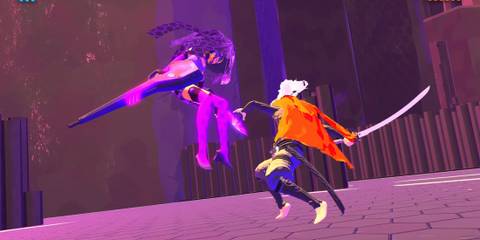 A boss battle in Furi