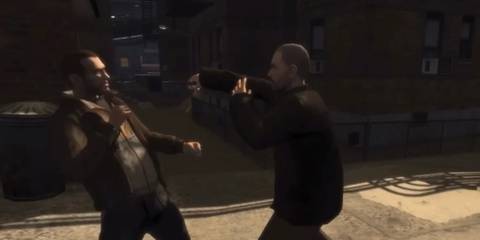 Nico dodging a punch from an NPC in Grand Theft Auto 4