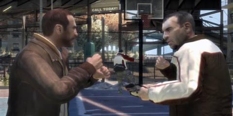 Niko about to fist-fight an NPC in Grand Theft Auto 4