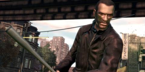 Nico wielding a baseball bat in Grand Theft Auto 4