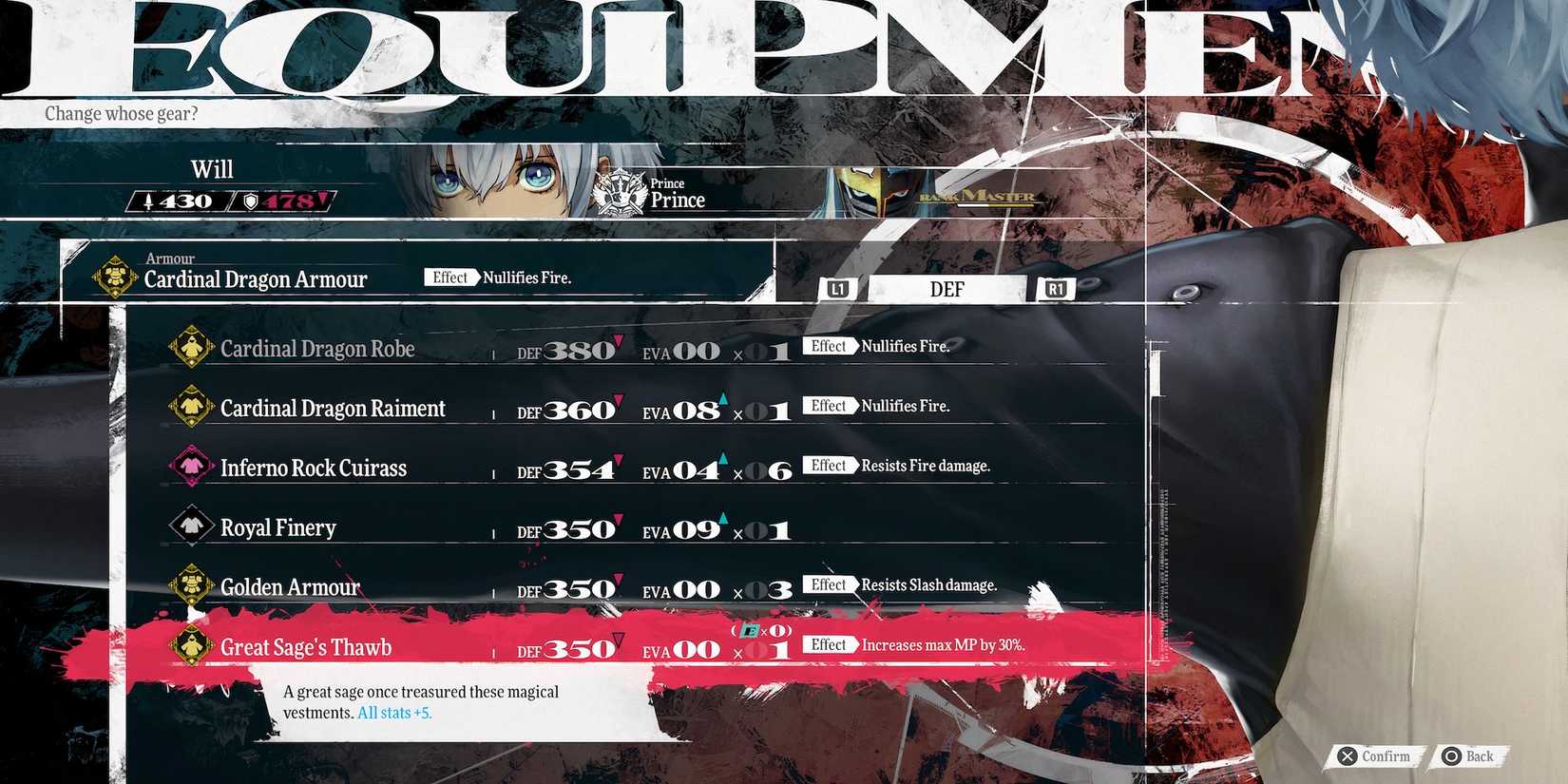 Great Sage's Thwab armour in Metaphor ReFantazio