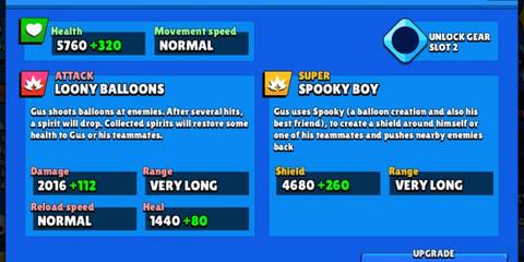 Gus stats on a blue background in Brawl Stars