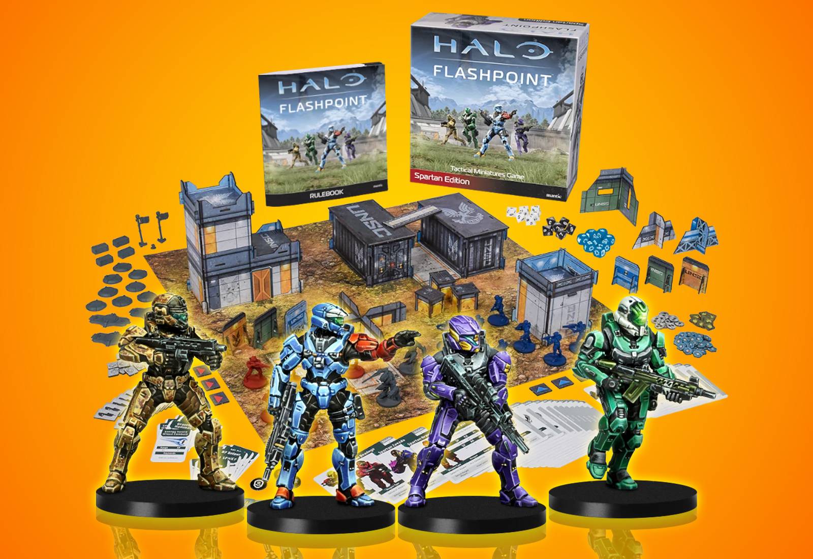 Mantic Games Halo Flashpoint UNSC Base Terrain Set - Pre-Colored Miniature Terrain Expansion