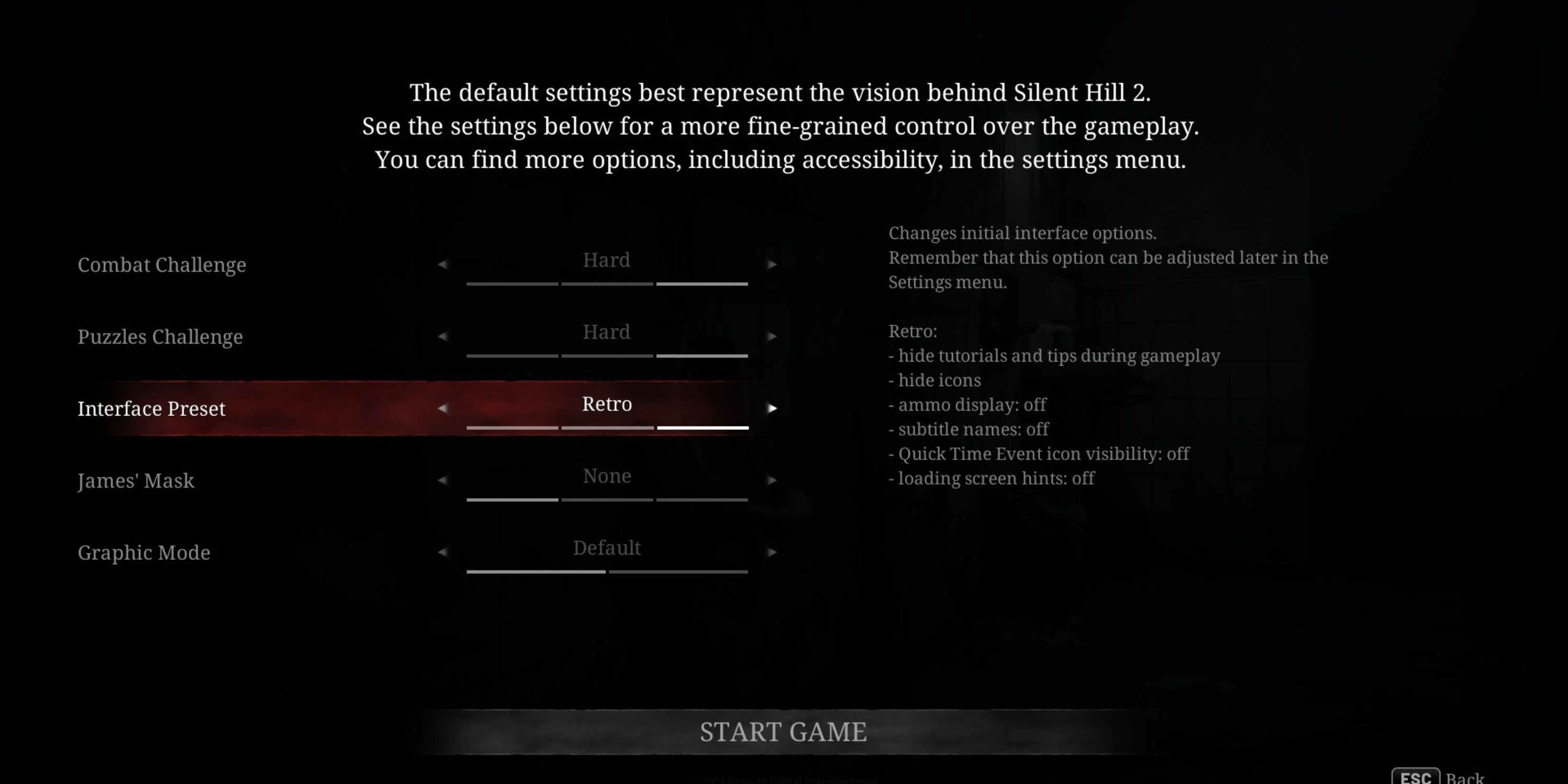 Best Difficulty Settings in Silent Hill 2