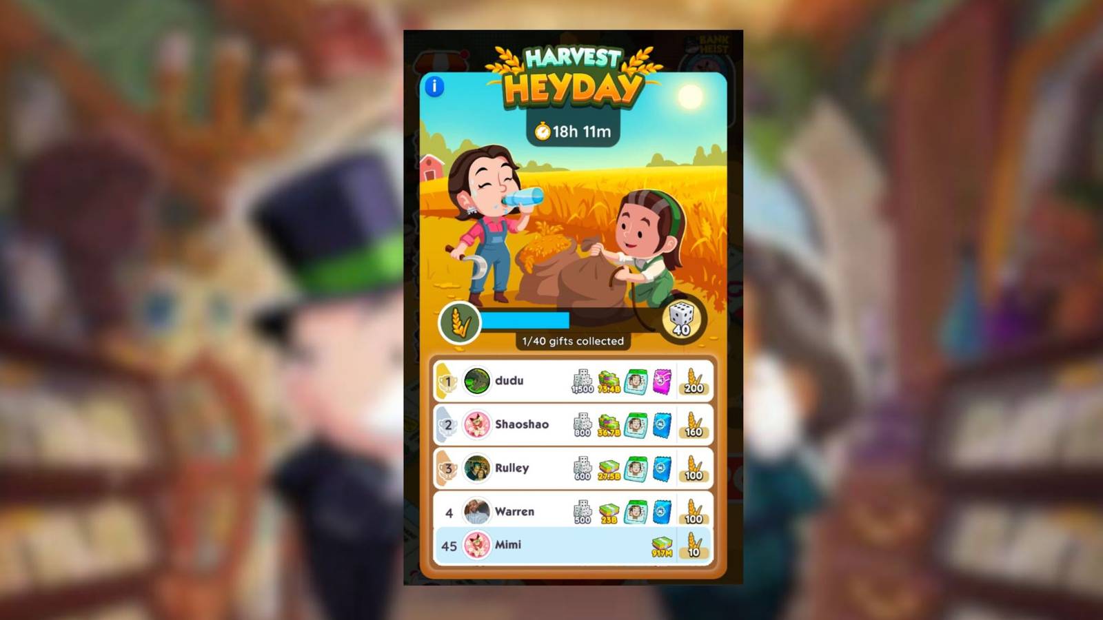 harvest heyday monopoly go