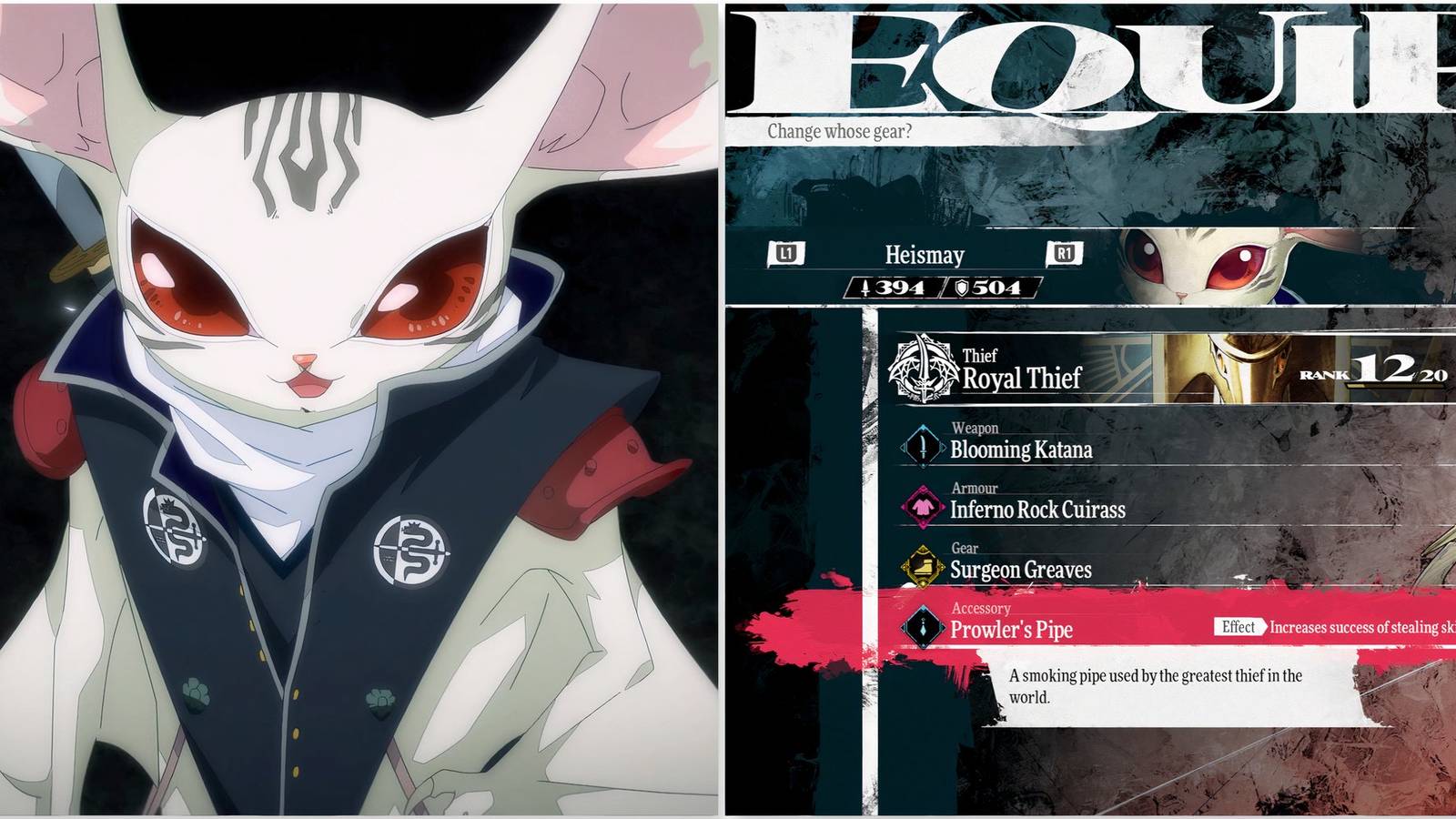 Heismay and Prowler’s Pipe accessory in Metaphor ReFantazio