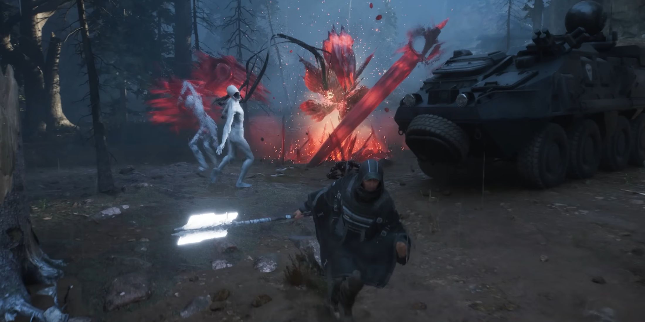 Hell is Us character running from enemies with weapon in hand