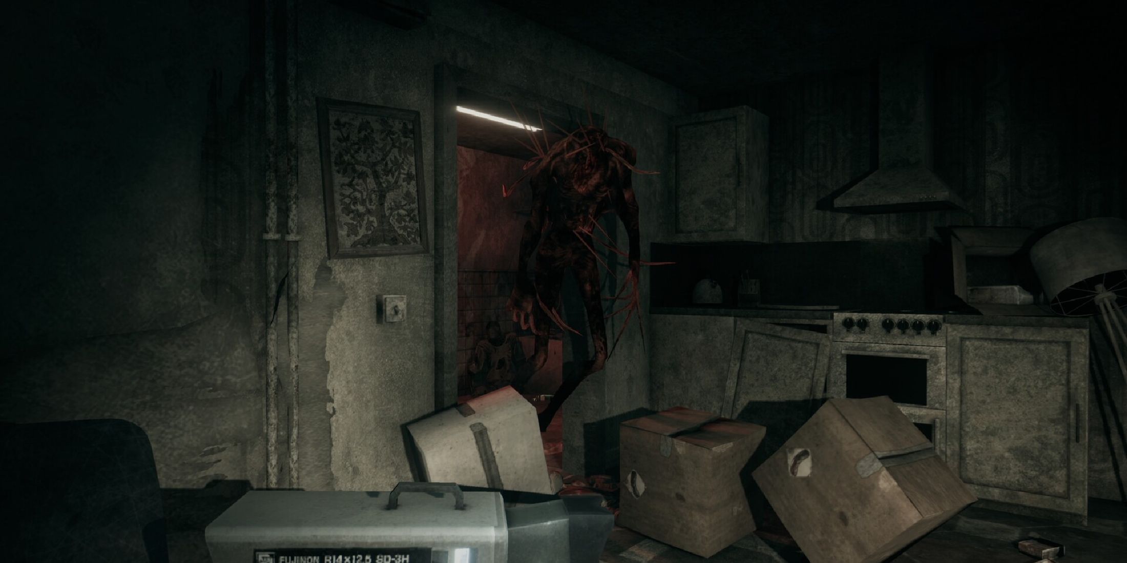 Hollowbody tall monster shambling through doorway