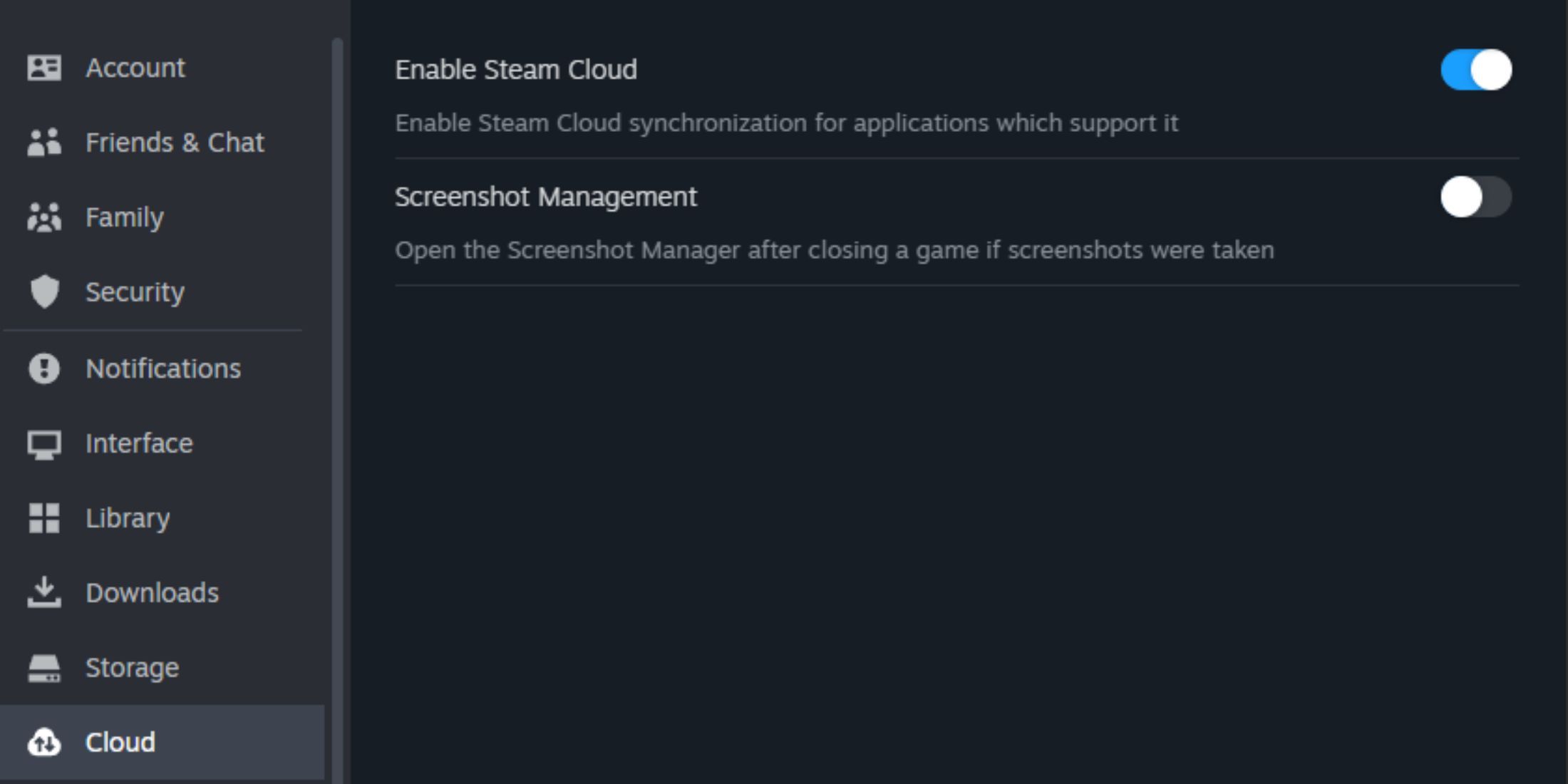 how to enable or disable steam cloud 