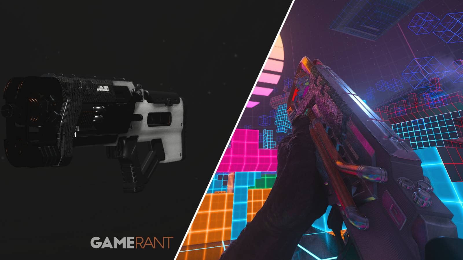 Split-image showcasing the JAK Voltstorm in Modern Warfare 3 and Warzone 