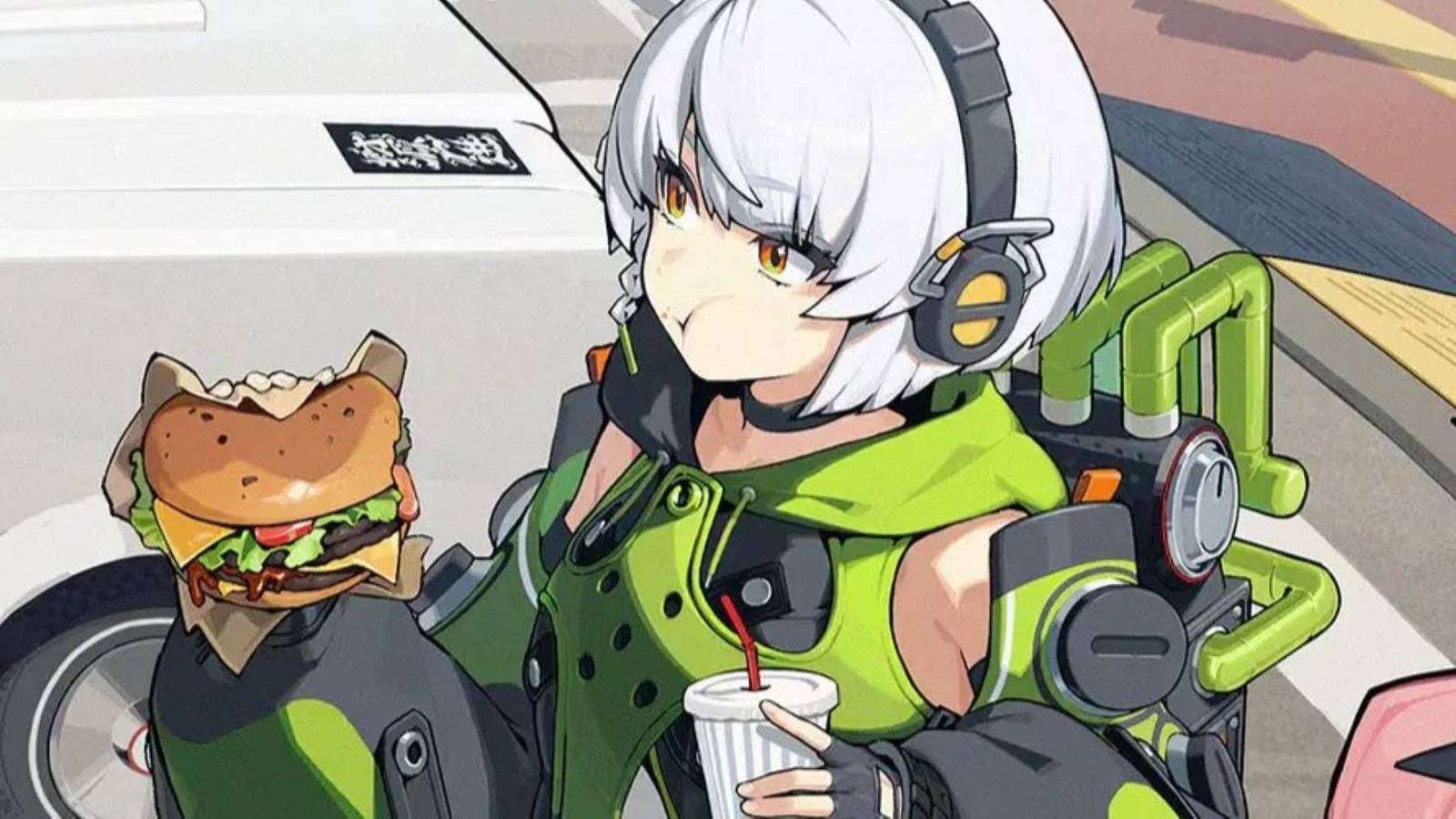 zenless zone zero mcdonalds collab anby eating a burger