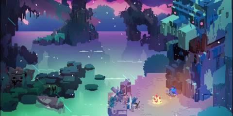 A peaceful interlude in Hyper Light Drifter