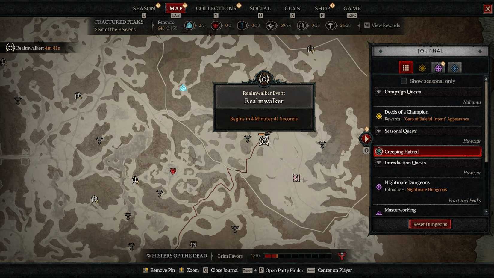 Realmwaker icon on Diablo 4's map