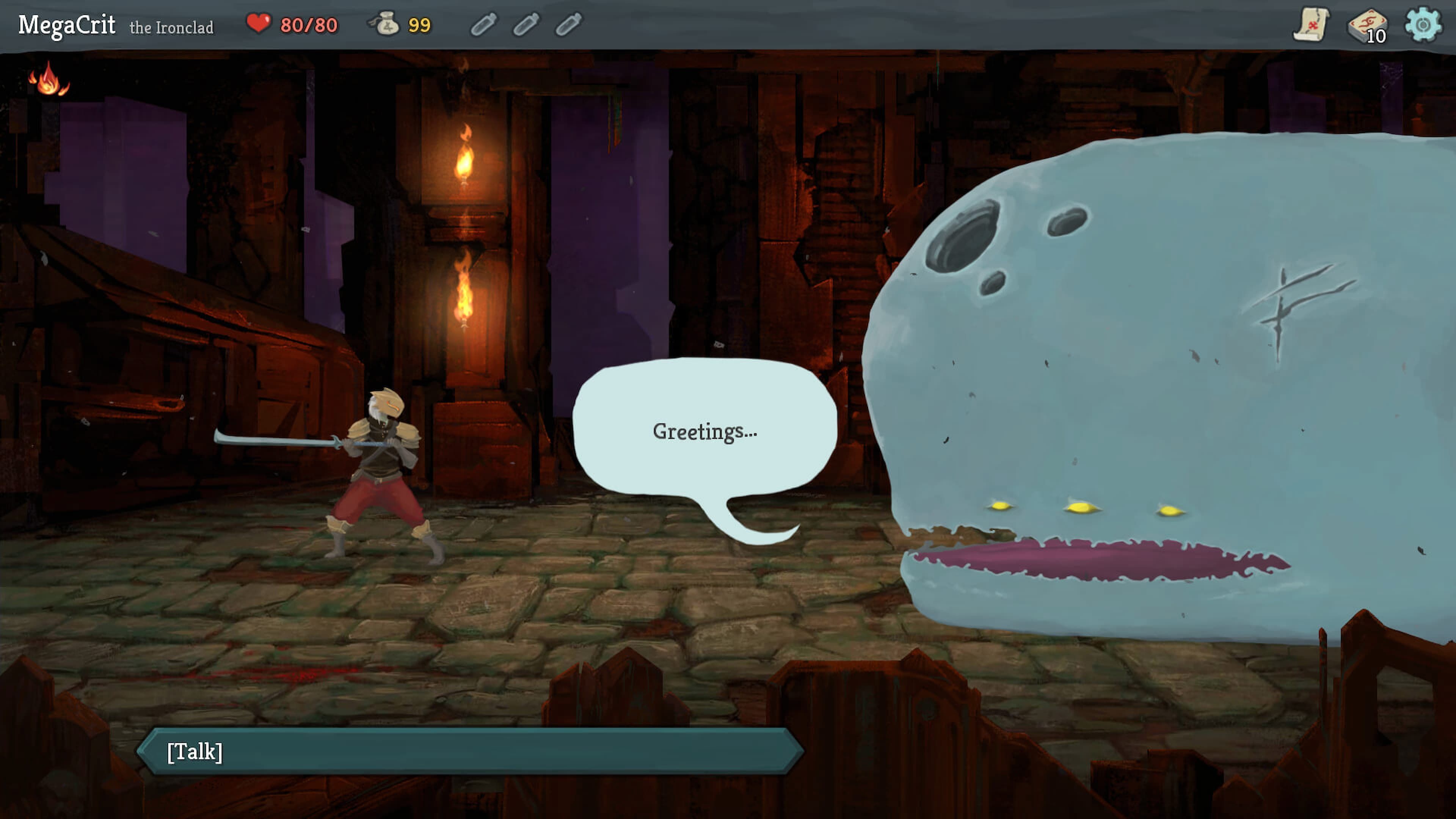 The magic whale at the beginning of Slay the Spire