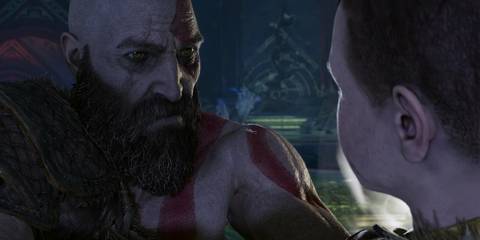 Kratos and Atreus having a moment in God of War