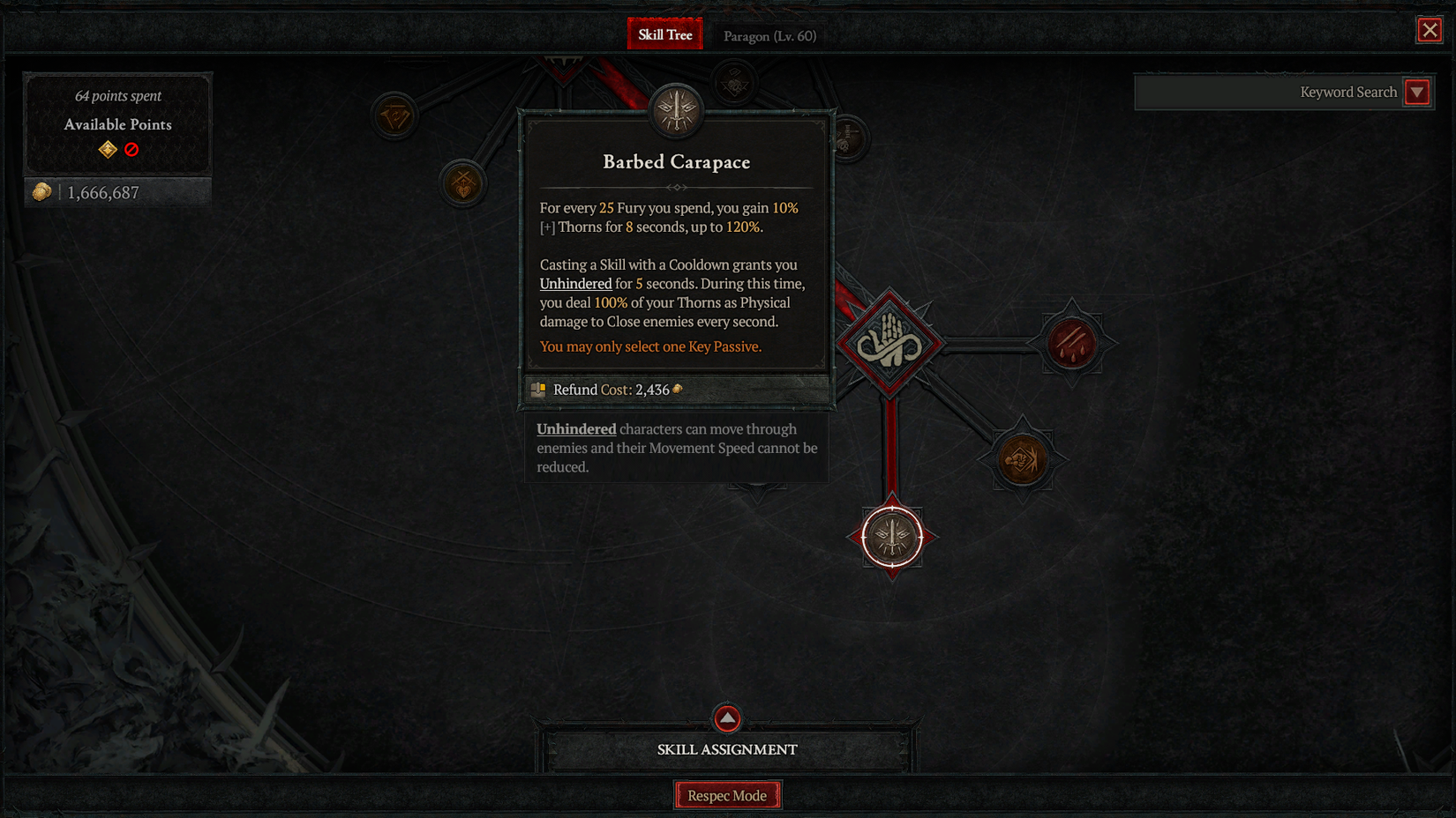 The Barbed Carapace passive in D4