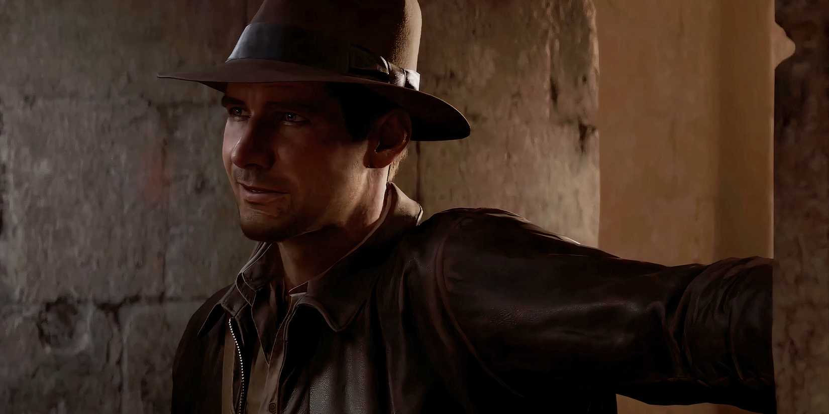 Indy rounding a corner in Indiana Jones and the Great Circle