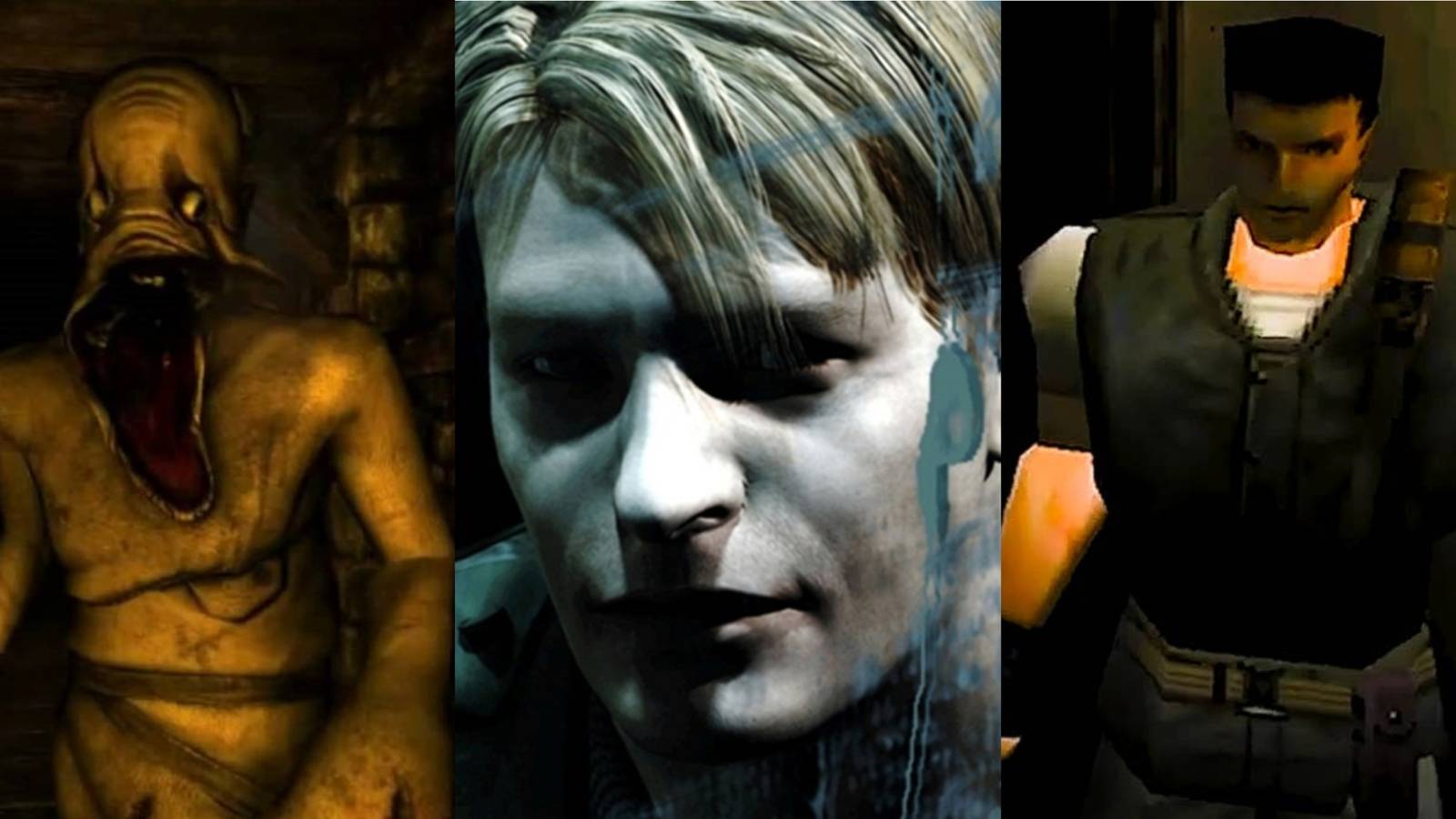 Stills from Amnesia: The Dark Descent, Silent Hill 2, and Resident Evil