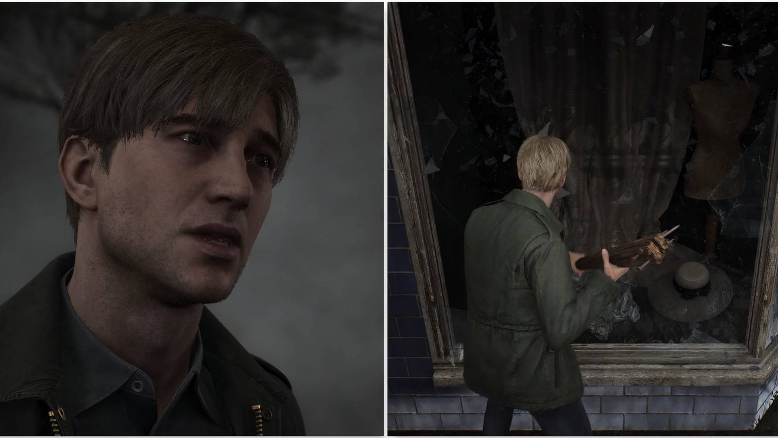 James and Breaking a store window in Silent Hill 2