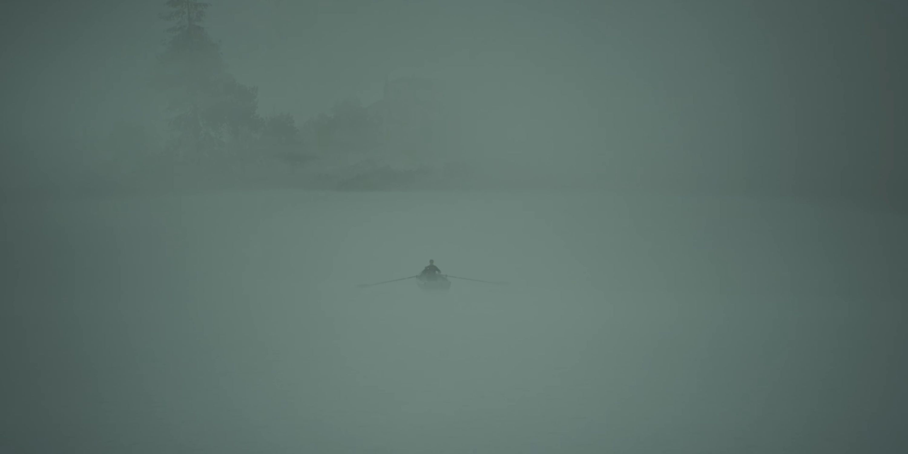 james rowing to an island on toluca lake