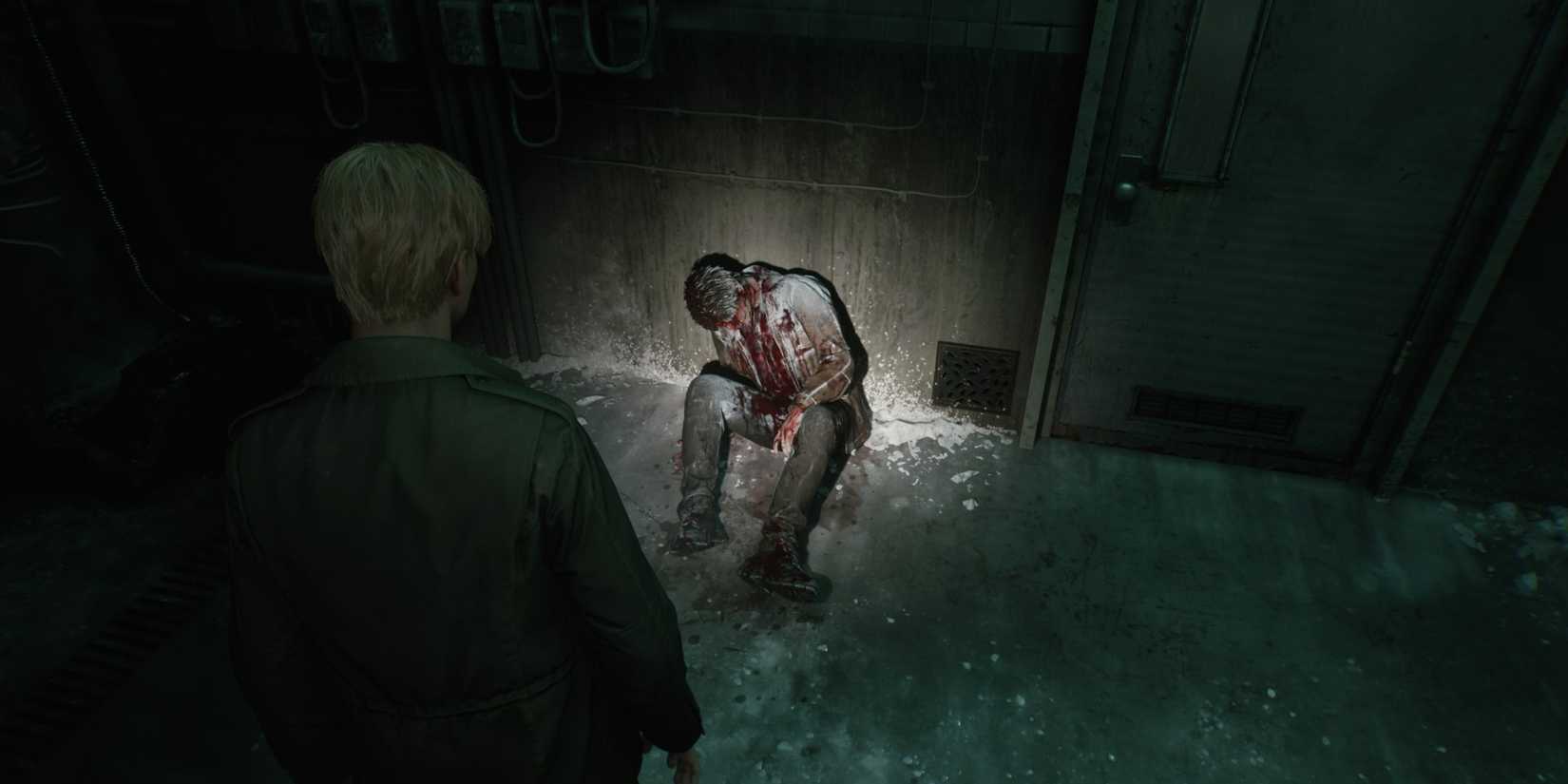 james stares at a corpse