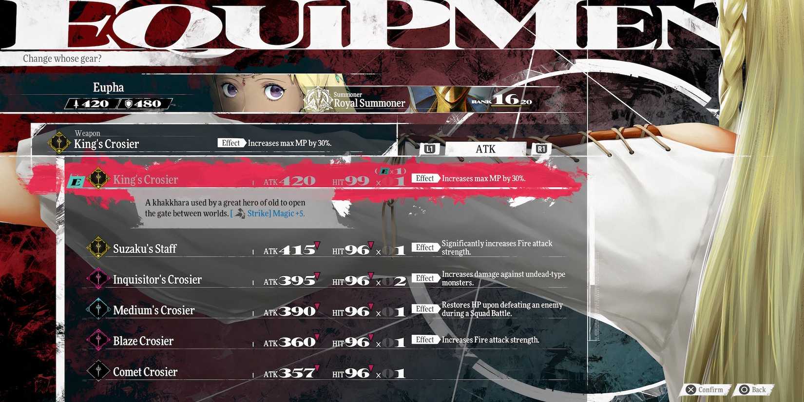 King’s Crosier weapon in Metaphor ReFantazio