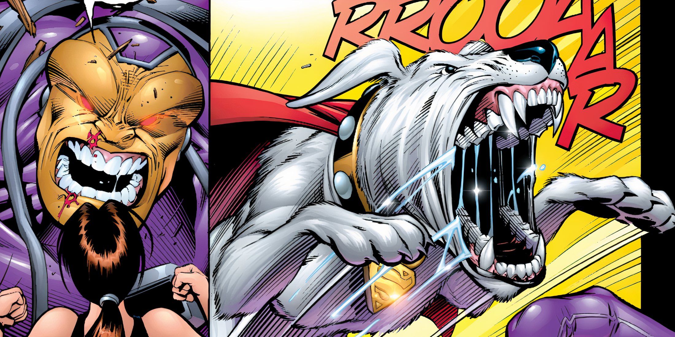 Krypto gets mad at Mongul when he grabs Lois Lane