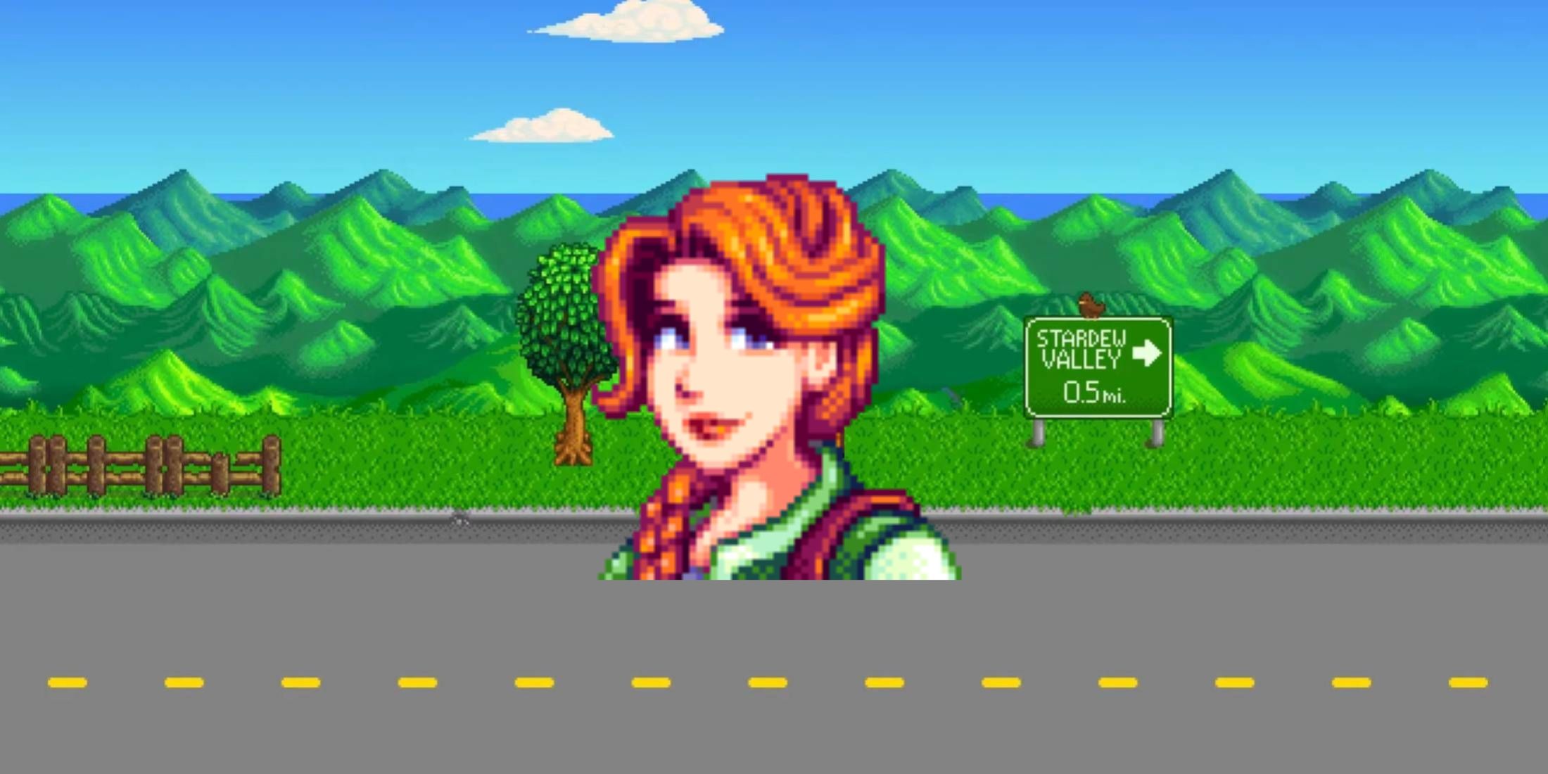 stardew valley - leah portrait on stardew background