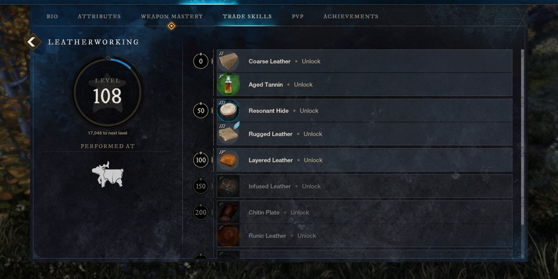 Leatherworking Trade Skill New World Aeternum