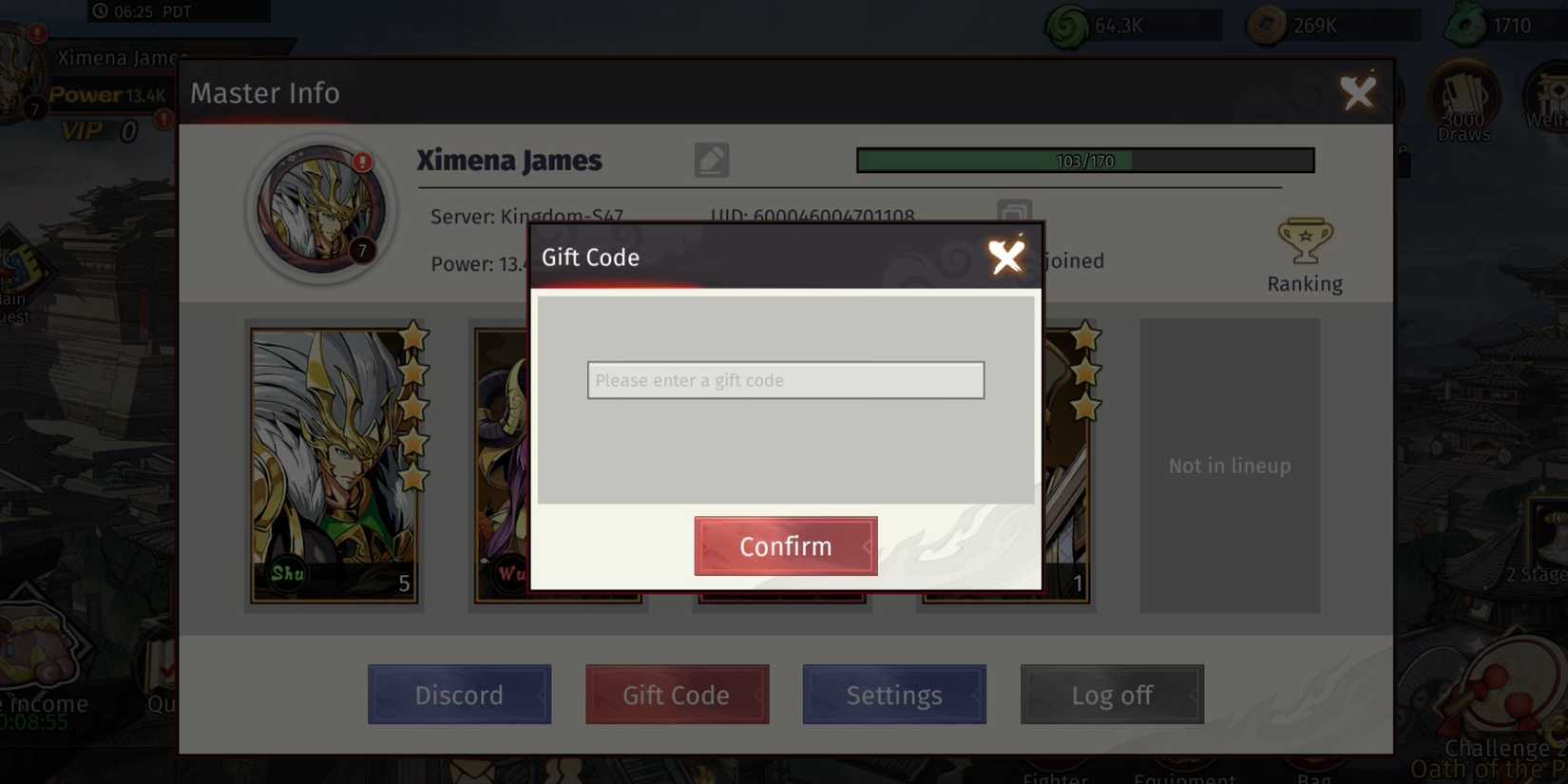 Legend of Kingdoms the codes tab