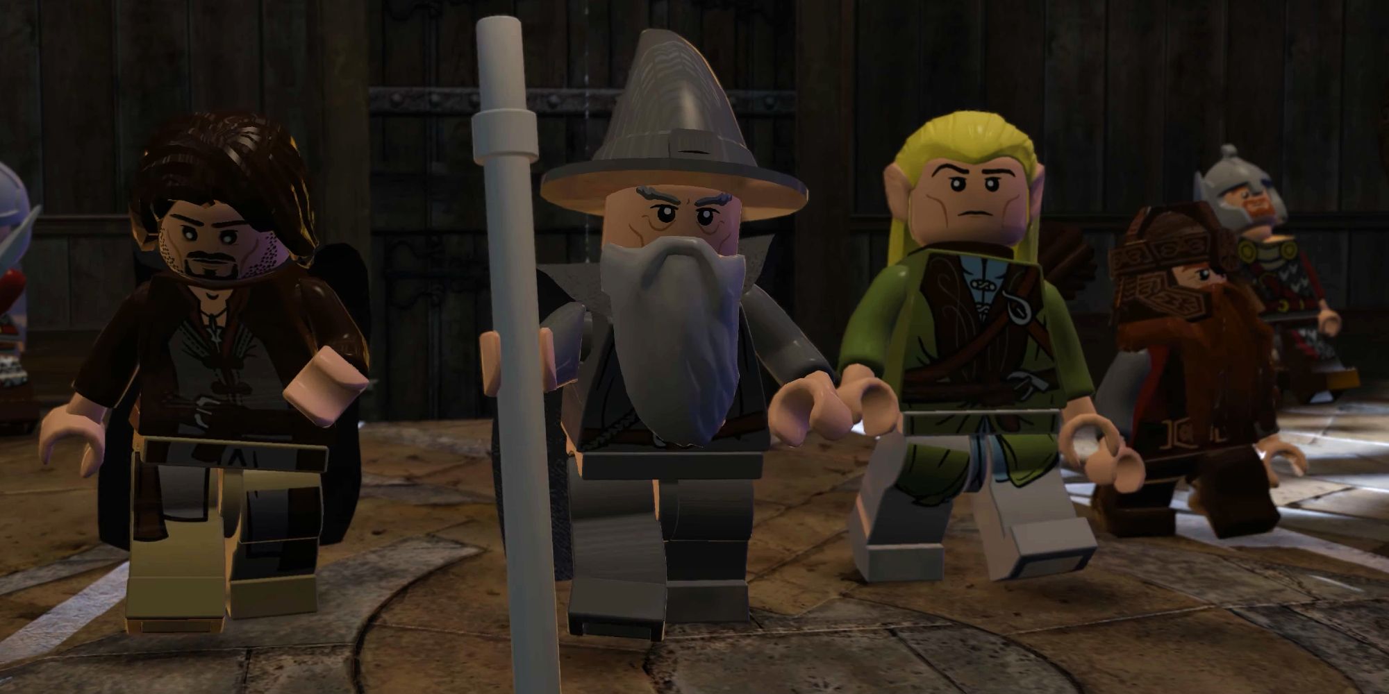 Gandalf, Aragorn, Legolas, and Gimli arriving in Rohan in LEGO The Lord Of The Rings