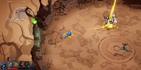 Lightning spear being thrown against an enemy in Wizard of Legend 2