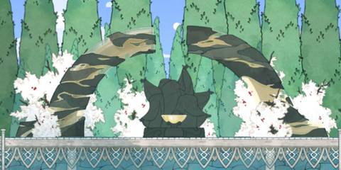 lost shrine in a landscape of trees