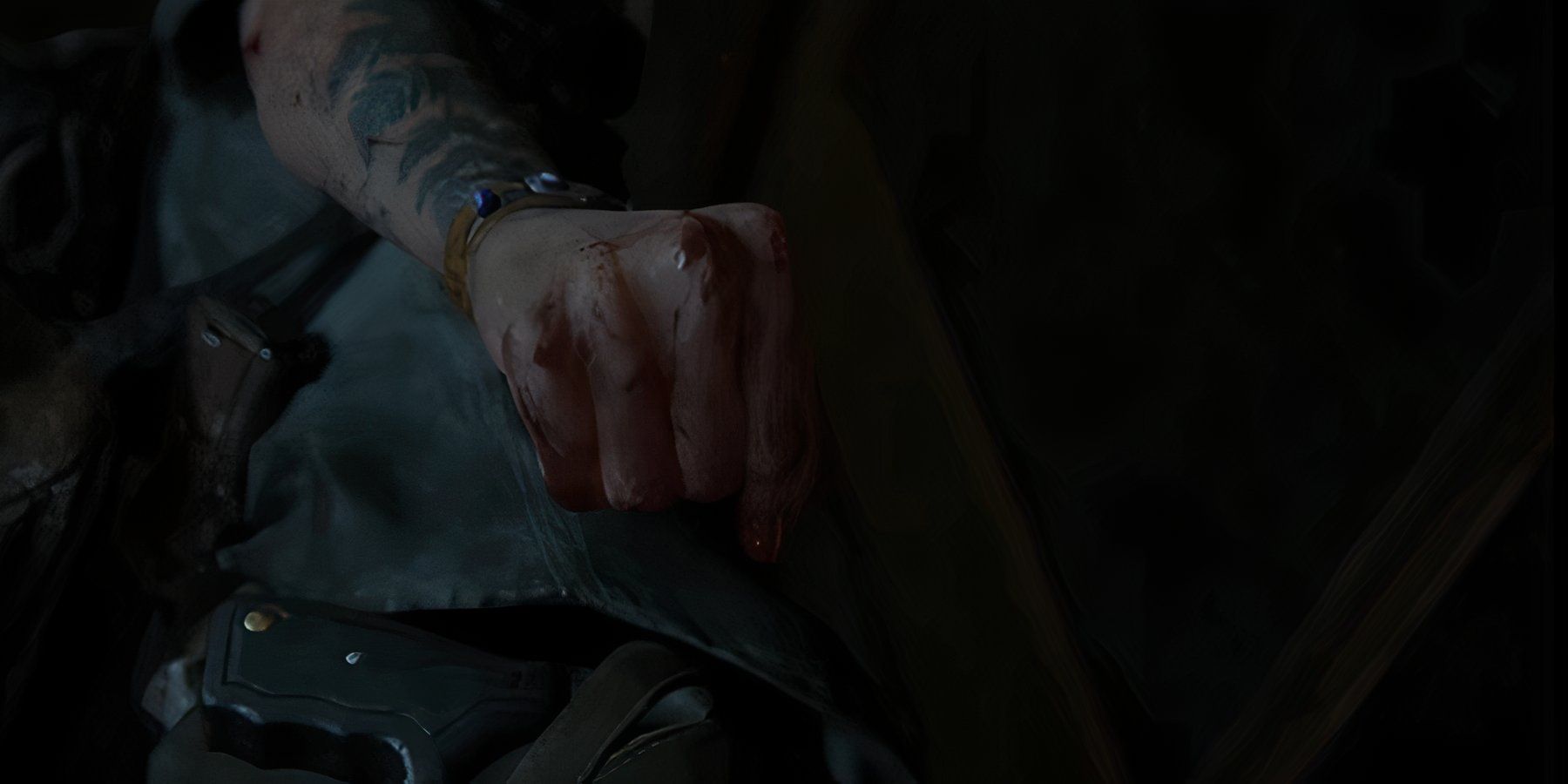 ellie clenching her fist