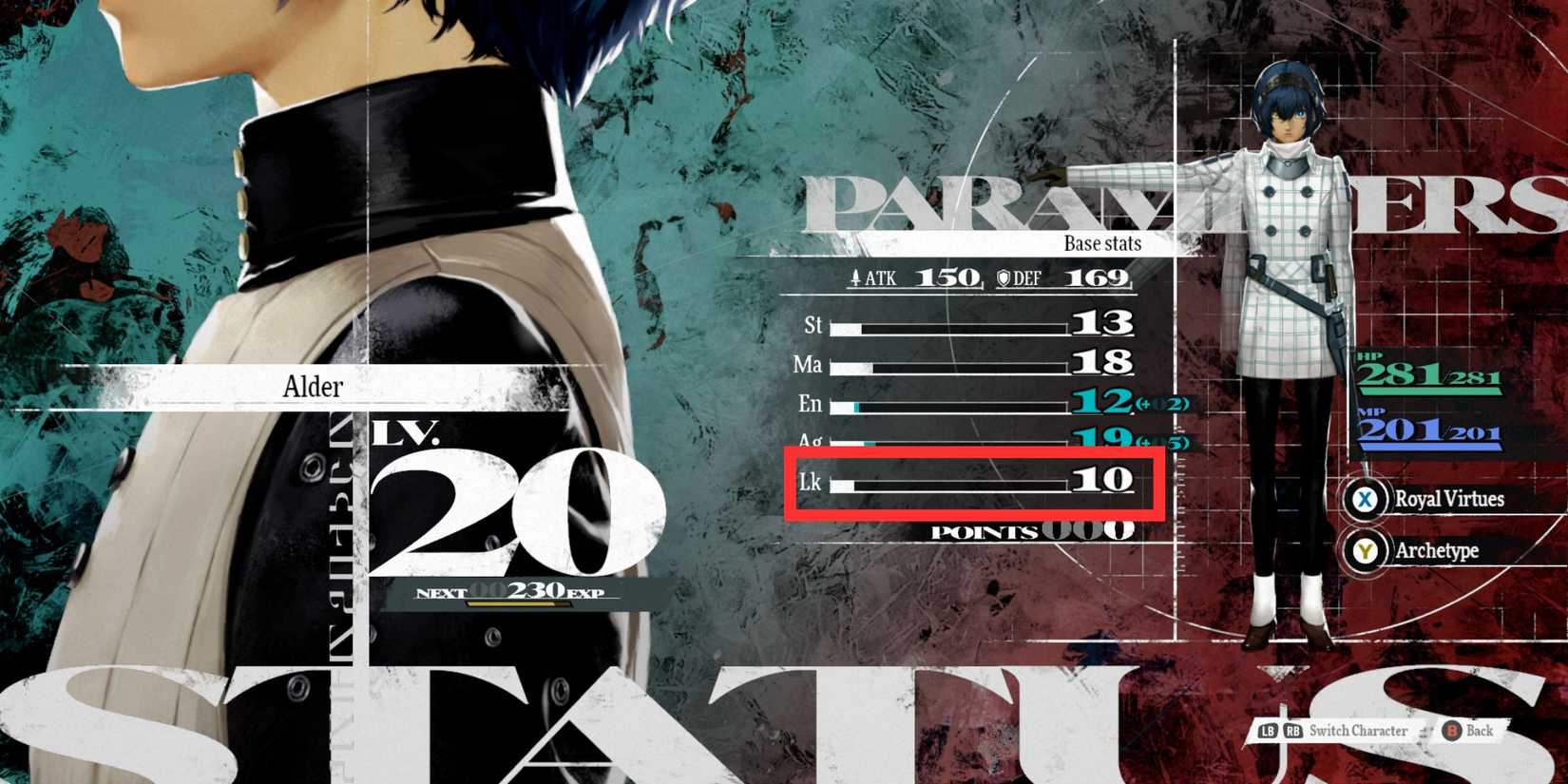 luck stat in metaphor refantazio