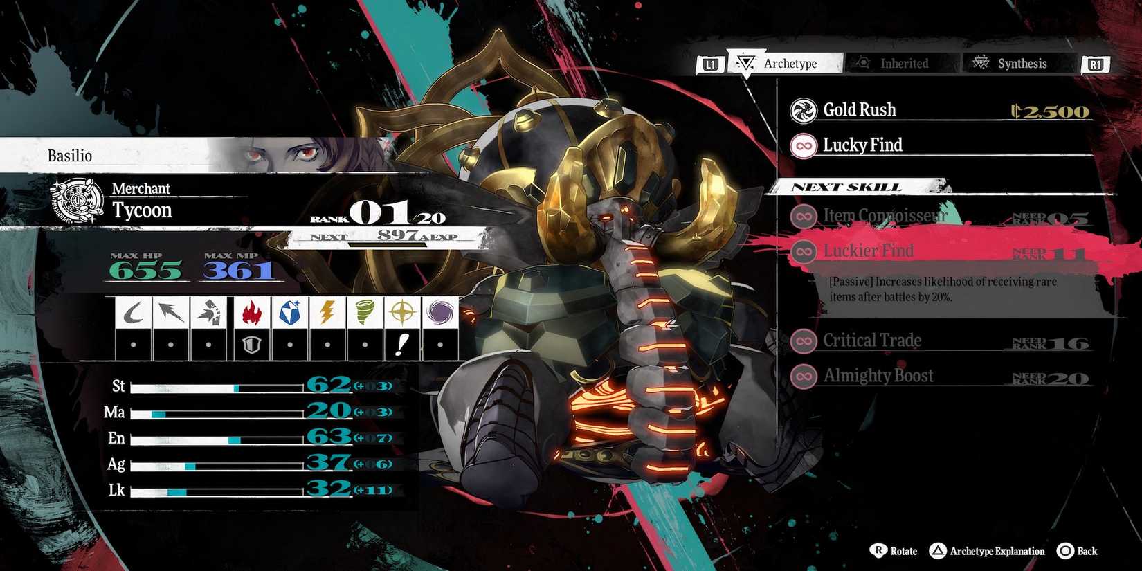 Luckier Find skill in Metaphor ReFantazio