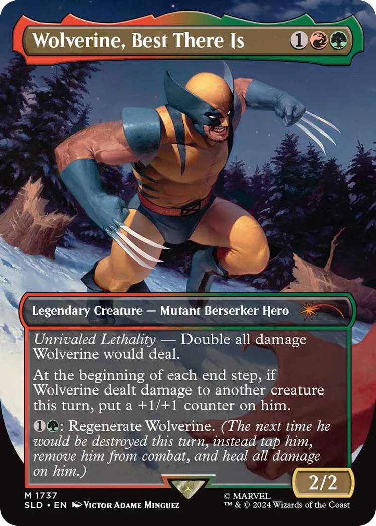 The "Wolverine, the best there is" Magic card: The Gathering's Marvel Crossover.