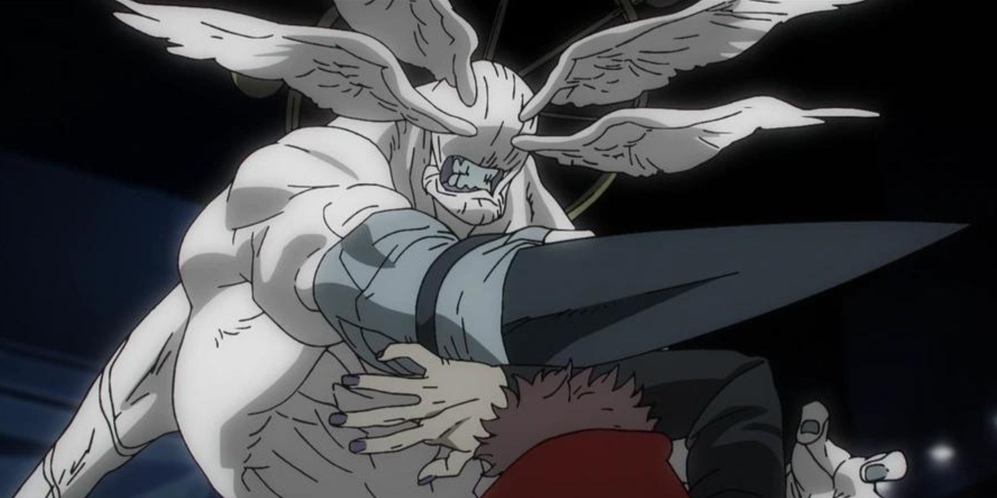 Mahoraga fighting Sukuna in the anime in Jujutsu Kaisen