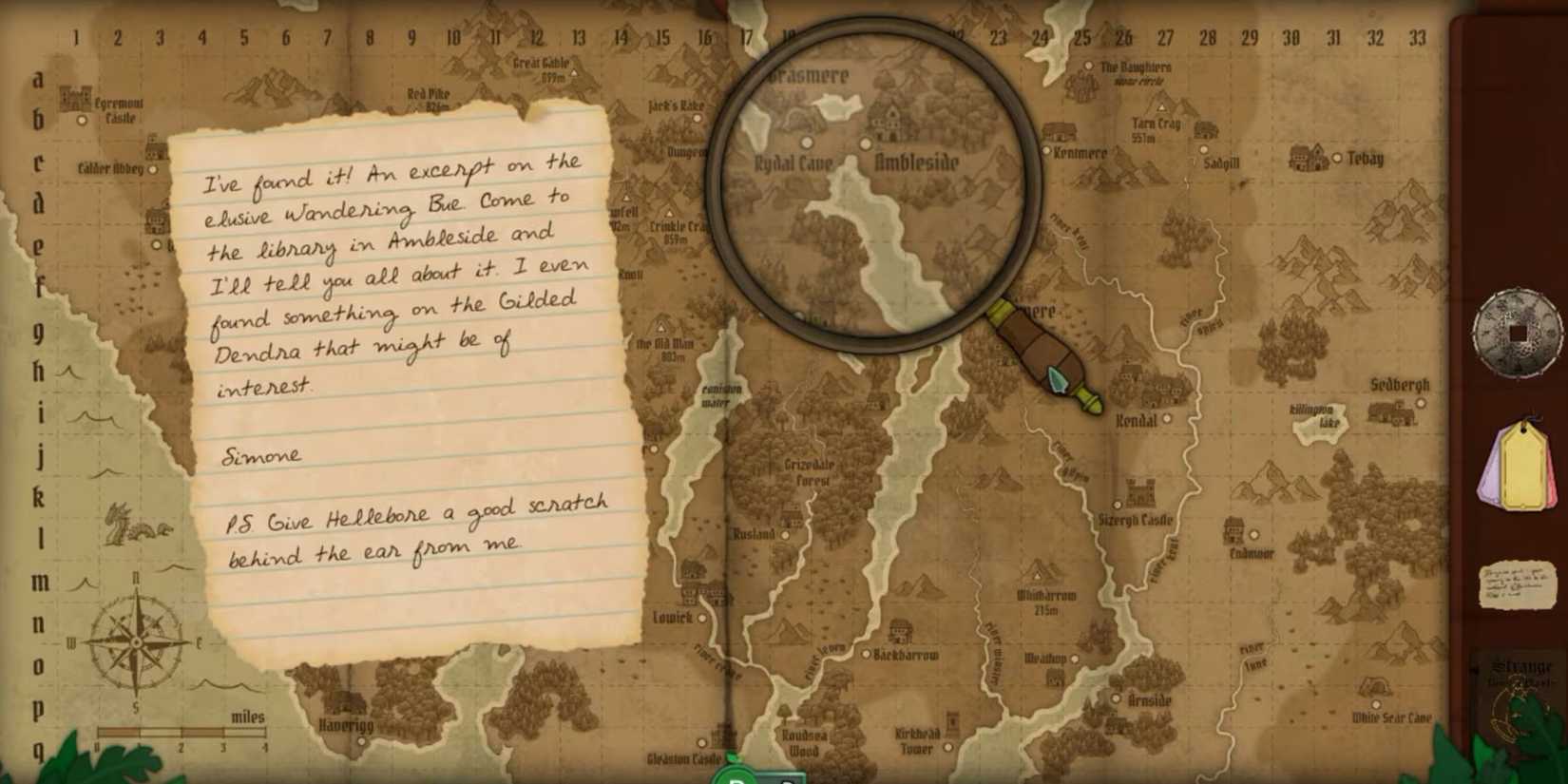 map of undermere with note and magnifying glass