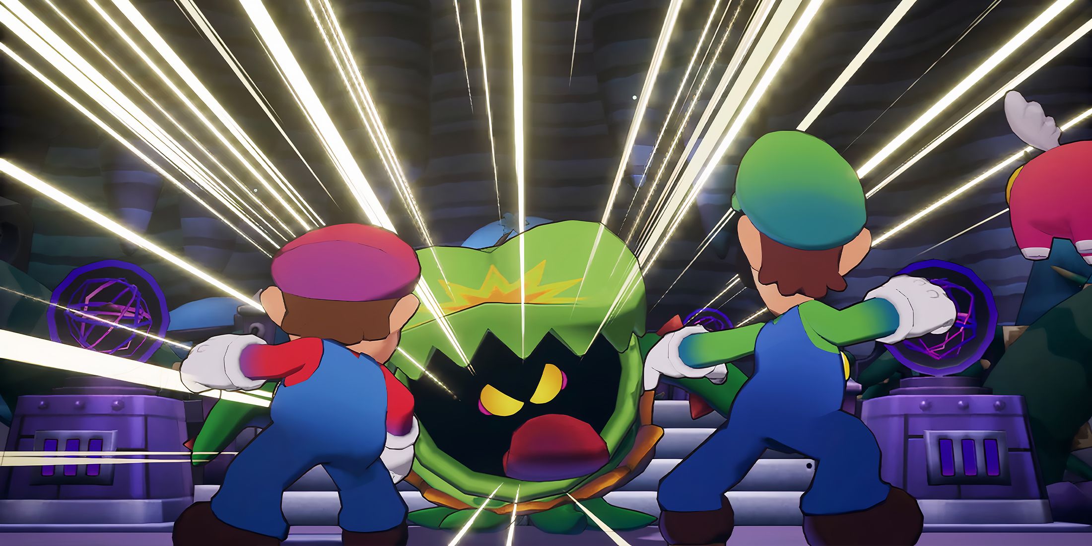 Mario and Luigi preparing to fight in Mario and Luigi Brothership