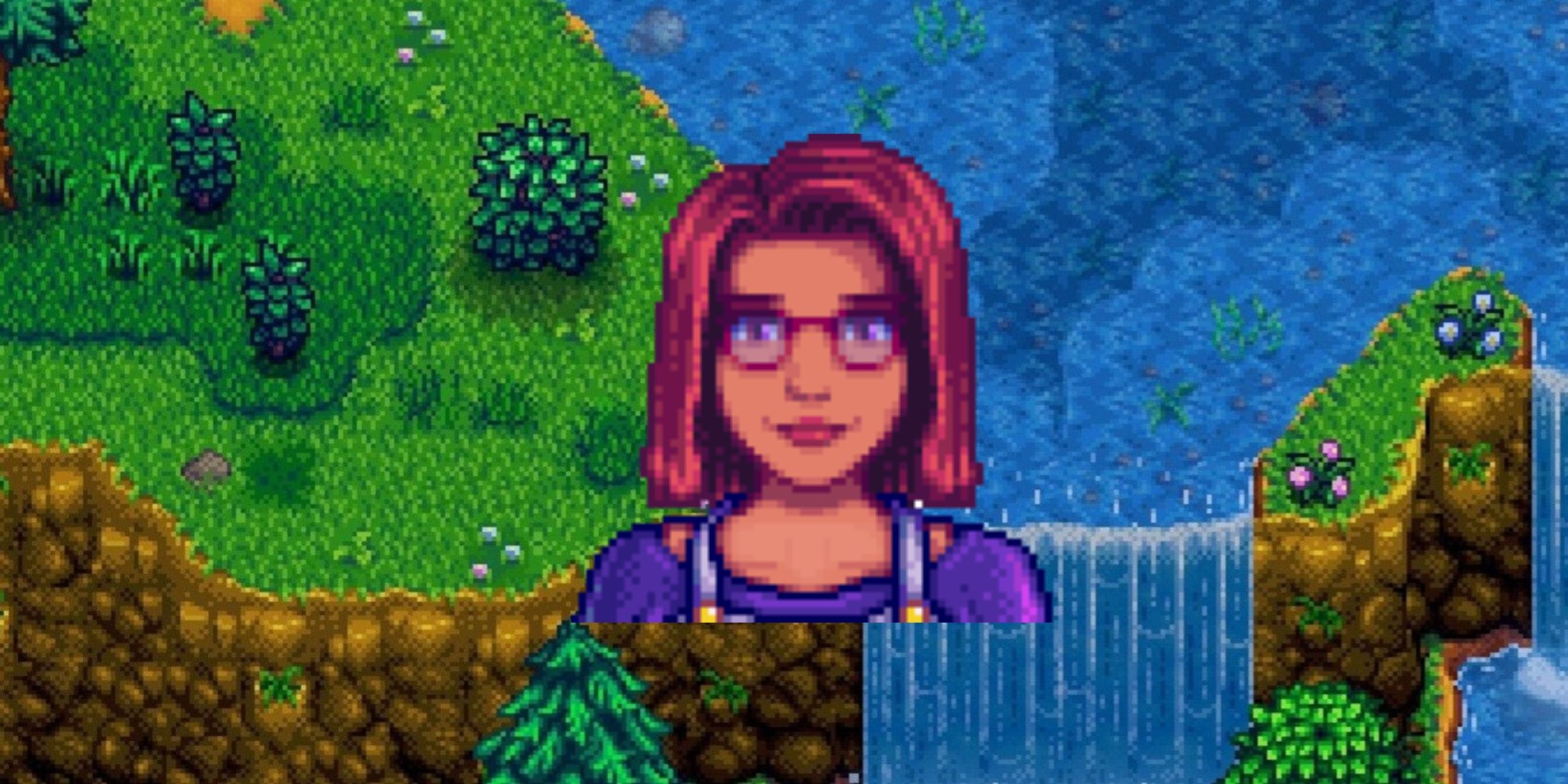 maru icon with waterfall background in stardew valley