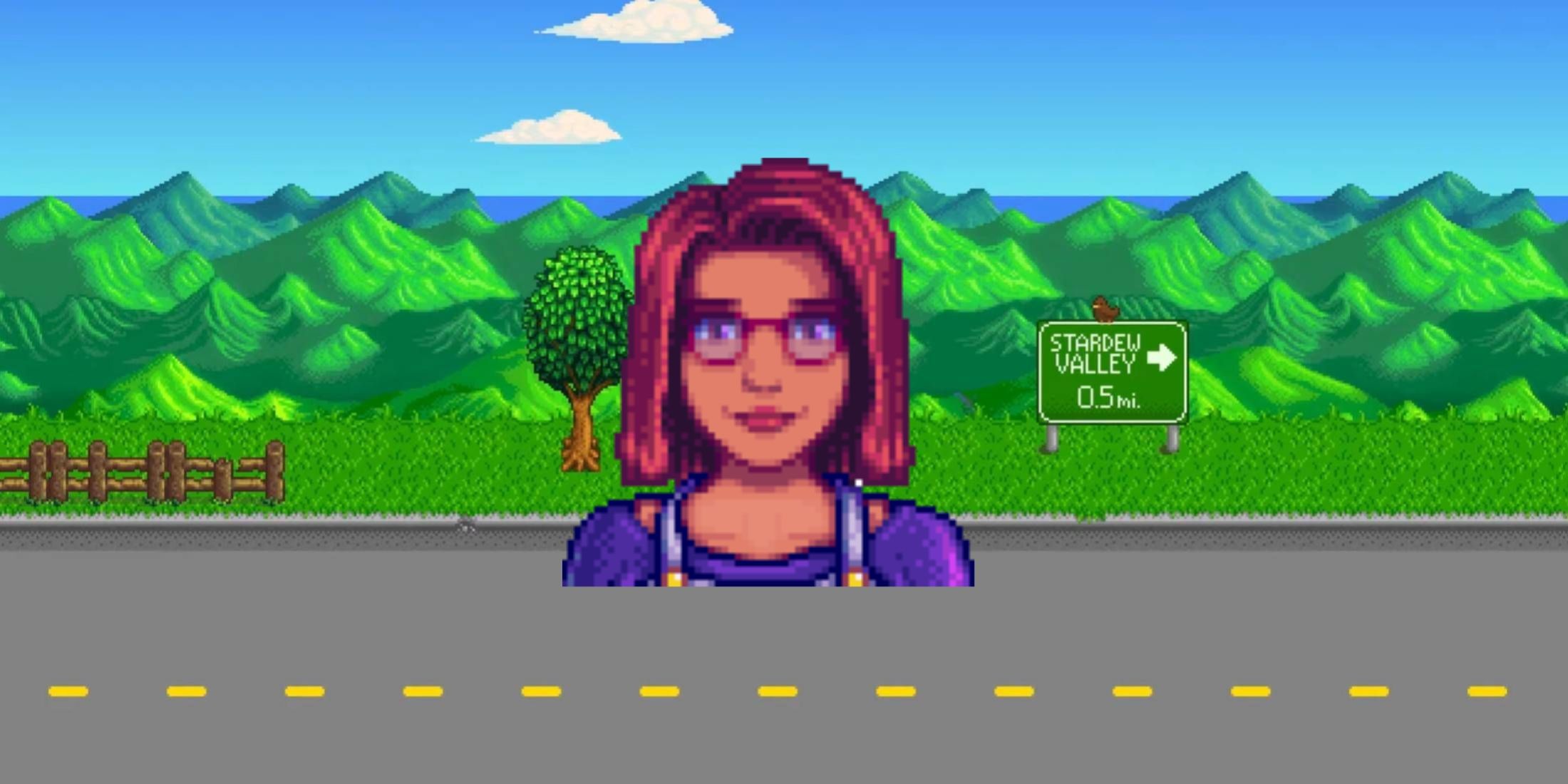 stardew valley - maru portrait on stardew background